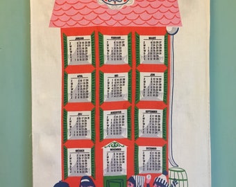 70s fabric calendar original vintage 1966