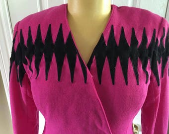 Vintage Bright Pink Dress Suit Jackie K. Pencil Skirt