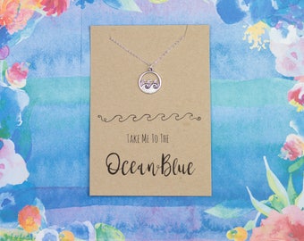 Travel necklace sea necklace silver plated necklace ocean necklace wave necklace gift for traveller seaside necklace sea jewellery