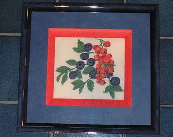 Painting blue and red berries
