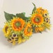 5 Blooms Silk Sunflower, Berries, Daisies Bridal Wedding Bouquet, Party or Home Decorative Flower Arrangement - Bouquet Table Centerpiece