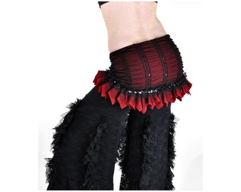 Belly Dance Hip Scarf Hip Wrap - Red - tribal fusion