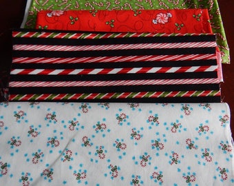 Destash Cotton Fabric - Christmas Candy Canes