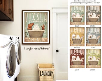 Vizsla dog laundry basket company laundry room artwork UNFRAMED print by stephen fowler geministudio