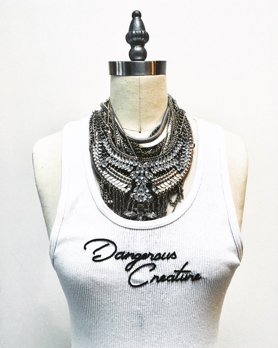 "Dangerous Creature" Embroidered Tank Top