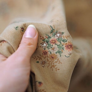 Floral Corduroy Cotton by the yard (width 44 inches) 30692 Beige