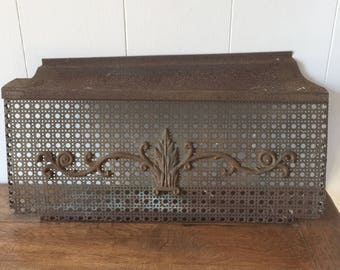 Antique Vent Cover, Wall Vent Cover, Ornate Perforate Metal Vent Cover, Cast Iron, Architectural Salvage