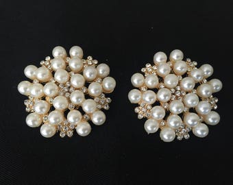 PRIMROSE - Gold Pearl and Rhinestone Shoe Clip