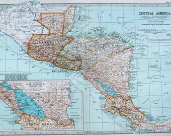Antique Map : Latin America. Central America. Encyclopedia Britannica, 1890s (120)