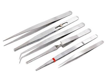 6PC Quality Tweezers Straight Pointed Fine Bent Etc Craft Hobby Tools Heavy Duty CT4302