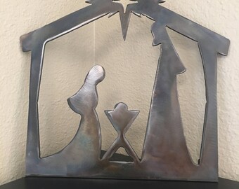 Nativity Scene Metal Sign