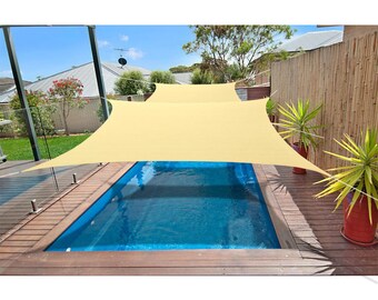 Custom Sized Rectangular Waterproof Woven Sun Shade Sail in Vibrant Colors - Vanilla Cream