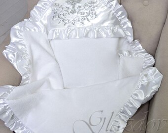 White christening blanket personalized, christening towel, personalized baptism gifts