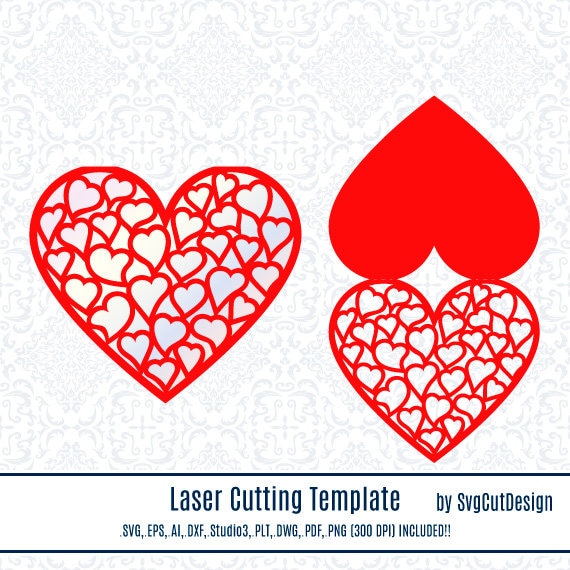 Download Heart Wedding Invitation Card SVG Laser Cut Die Template Laser