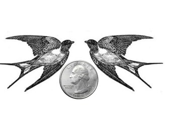 Temporary Tattoo - Set of 2 Swallows - Various Patterns / Tattoo Flash
