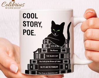 Edgar Allan Poe Mug | Book Lover Gift | Coffee Mug | Bookworm Gift | Cool Story Poe | Funny Mug | English Teacher Gift for Her, Gift for Him