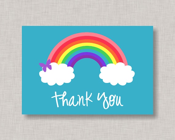 rainbow thank you card rainbow note card rainbow birthday