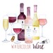 Watercolor Wine Clip Art Set, pretty alcohol clipart, watercolors and wine, rose wine, red wine, yellow wine, wine glasses, cork, stopper