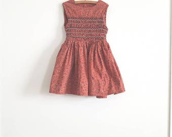 Vintage Red Smocked Dress