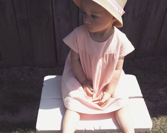 Cotton baby dress, SALMON
