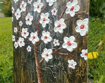 A light in the dark - impasto palette knife painting 11x14