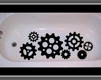 Non Skid Non Slip Steampunk decal for Bathtub, Shower Gears Cogs