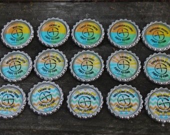 NEW First To Find FTF Geocache Bottle Cap Magnets