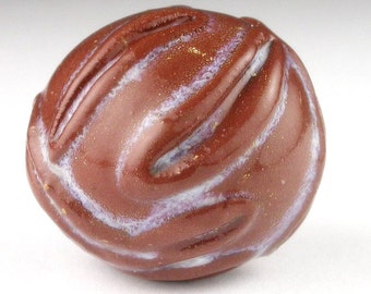 Brown beads, red Brown beads, stoneware beads, pottery beads, ceramic beads, Leaf beads, round beads, Ball beads beads, artist beads