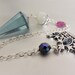 Aqua Aura Pendulum, Swarovski Crystal Crown Charm, Sterling Chain, Genuine Ruby from India, Art Deco AB Glass Bead, Crown Pendulum