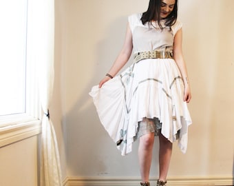 upcycled dress S - M upcycled clothing, handkerchief hem dress . beauvallon