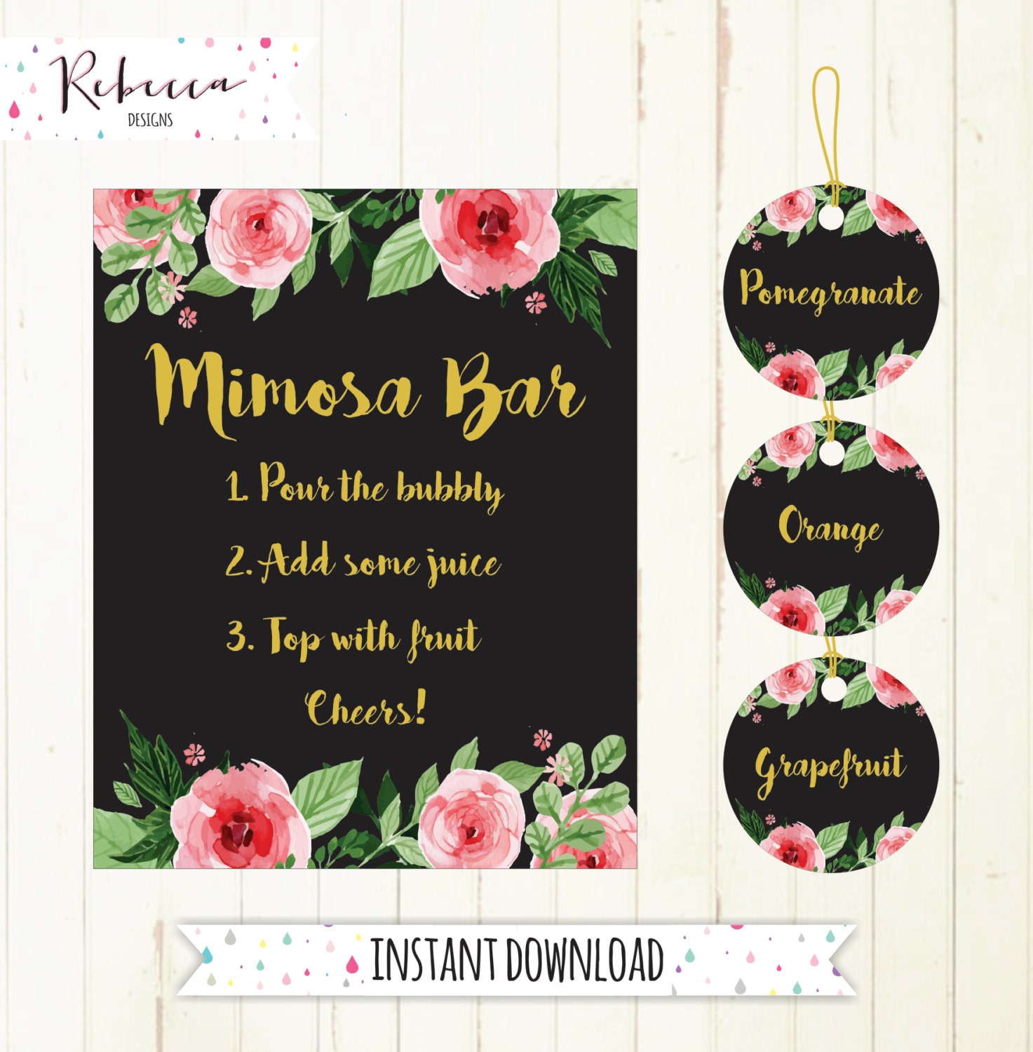 Free printable mimosa juice labels