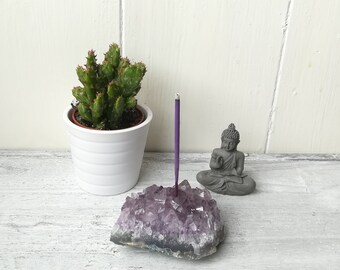 Amethyst Incense Holder | Crystal Gifts | Healing Crystals | Amethyst Gifts | Raw Amethyst | Crystal Incense Holder | February Birthstone