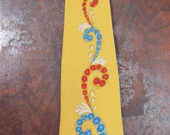 1950s Vintage Tie Yellow Hand Painted