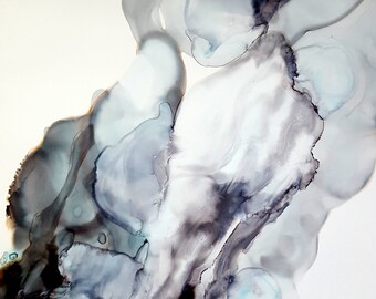 Black, White 5x7 Abstract Art, Home Decor, Monochromatic Decor, Alcohol Ink Art, Home Decor, Modern Art, Office Decor, Abstract Art