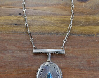 L.M. Nez Navajo Sterling Silver and Turquoise Necklace