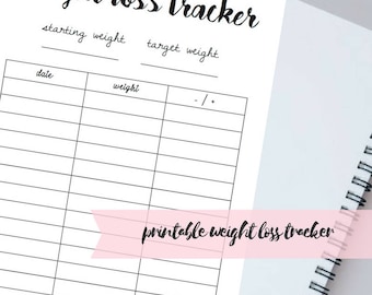 Weight loss tracker printable weight loss tracker weight