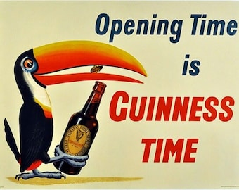 opening-time-is-Guinness-time-vintage-beer-poster, 8 x 10" premium poster paper, man cave rec room