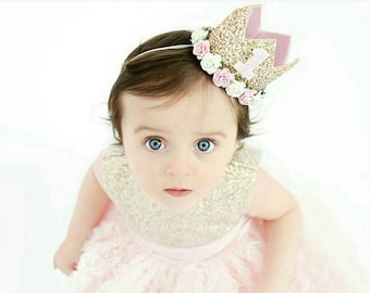 ORIGINAL - First Birthday Crown | 1st Birthday Girl Outfit for Cake Smash | Baby Girl First Birthday Outfit | 1st Birthday Crown | pink
