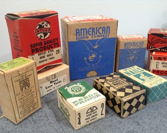 Vintage Screws, Nails, Tacks, Vintage New Old Stock Restoration Hardware, Woodworking Supply, Old Nails, Old Tacks, Old Screws, Hardware Lot