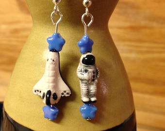 Mini Astronaut and Space Shuttle Earrings