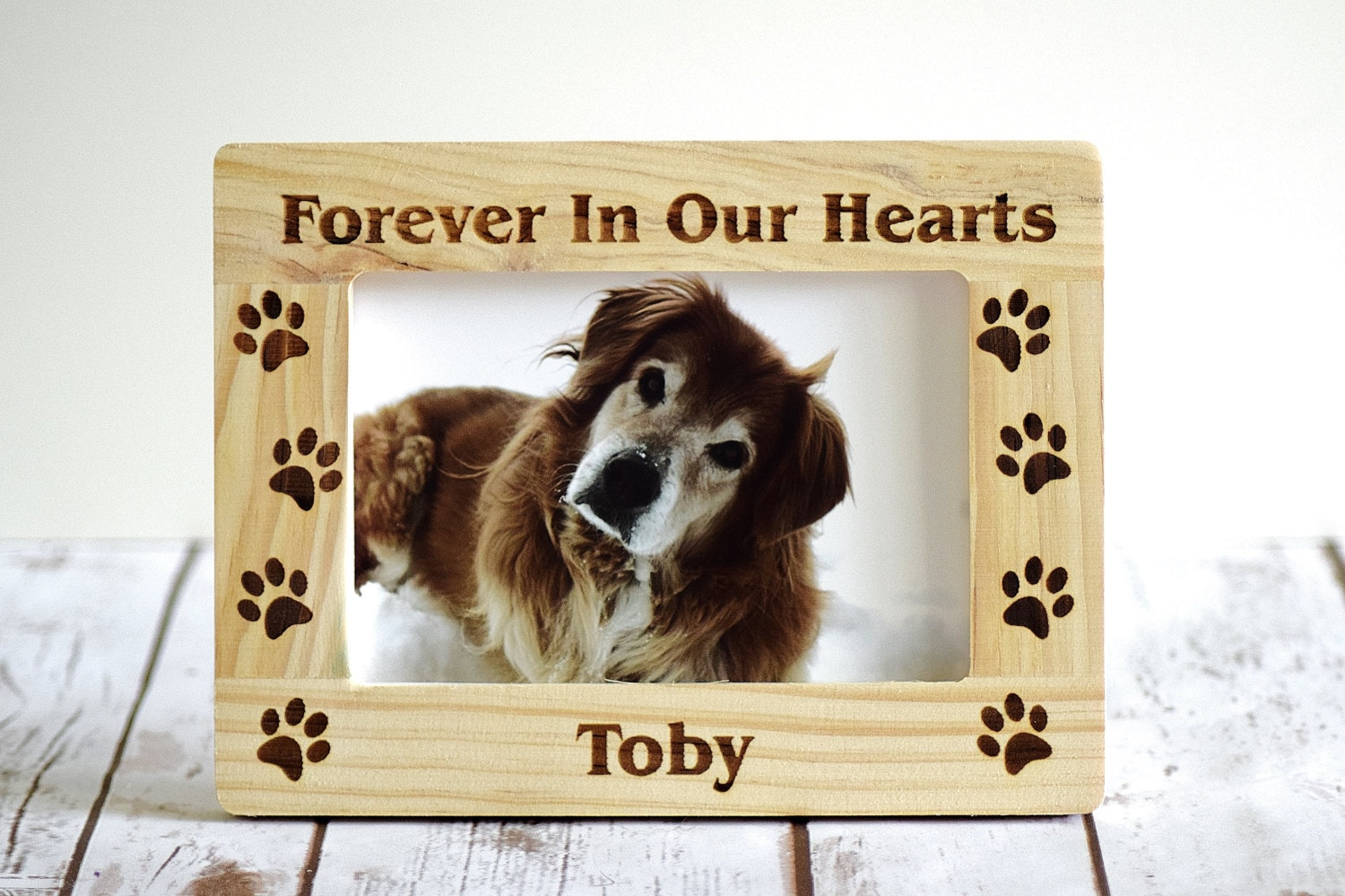 Pet Memorial Frame Forever In Our Hearts Paw Prints Zoom
