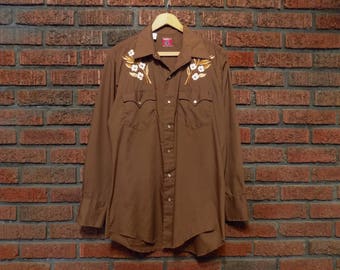 Vintage 80s CHUTE #1 Embroidered Pearl Snap Western Shirt Men's L