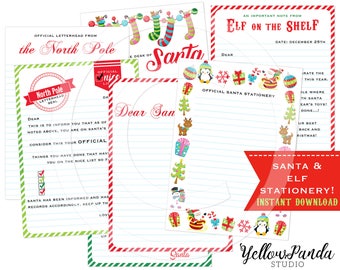 Santa Stationery, Santa Notes, Elf on the Shelf, Elf Notecards, Printable Christmas Cards, Holiday Cheer, INSTANT DOWNLOAD