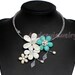 Turquoise pearl shell flower necklace Statement Necklace Chunky Necklace Turquoise Necklace bib Necklace Bridesmaid Jewelry