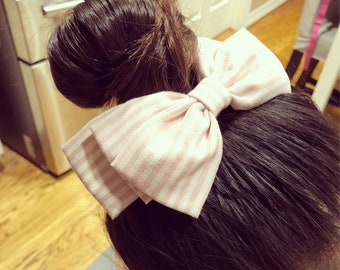 Striped Fabric Hair Clip, Girls Hair Bow, Big Hair Bow, Non Slip Clip