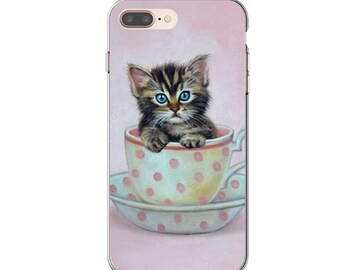 Cat soft mobile case, kitten flexible phone case, cat with milkshake phone case, soft kitten iphone case, persian cat mobile case, cat case