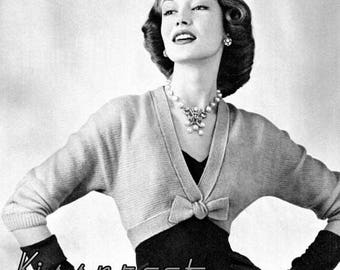 Vintage 50's Knit "Bow-Tie" Spencer Bolero - PDF Pattern - INSTANT DOWNLOAD