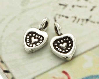 6 of Karen Hill Tribe Silver Heart Charms 6.5 mm. :ka4013