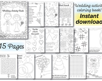 Wedding Kids Coloring Activity Book Reception PDF Printable Instant Download