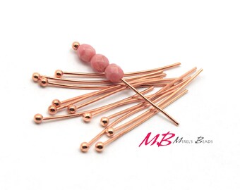 100 1 Inch Rose Gold Plated Ball Head Pins, 21 Gauge